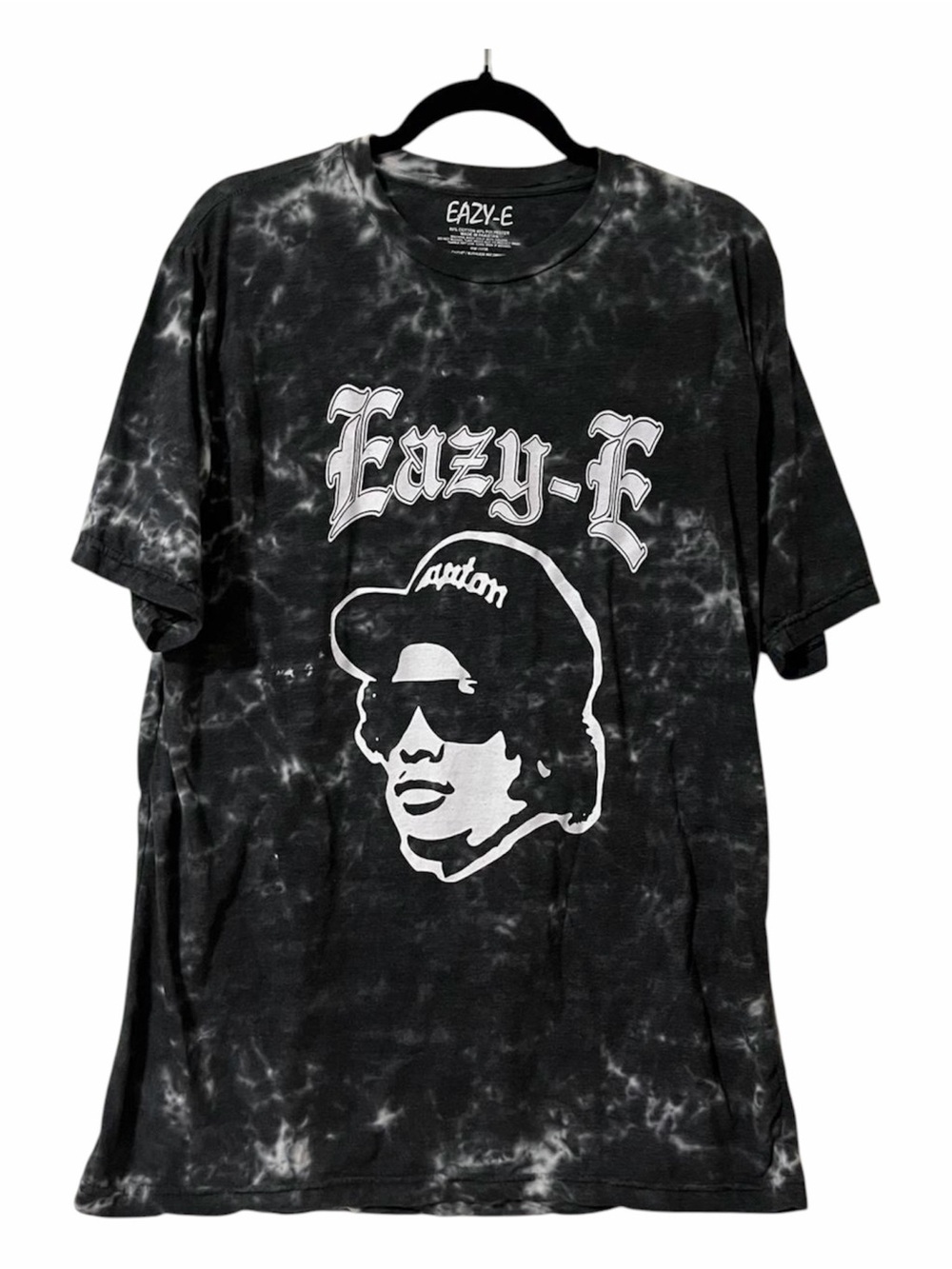Eazy-E Black TieDye Acid Wash Graphic Tee Size XL Hip Hop Compton NWA Streetwear